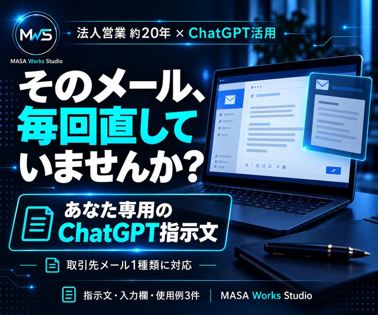 取引先メール用のChatGPT指示文を作ります 箇条書きから、仕事に合うメールの下書きを作れる形へ イメージ1