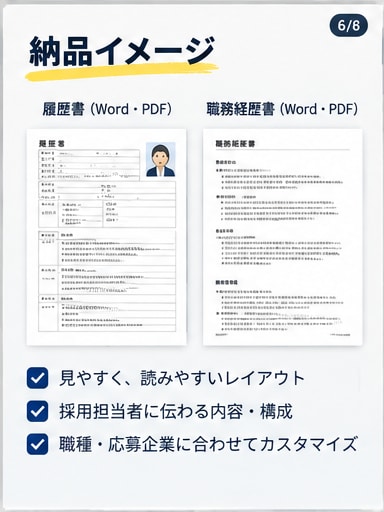 履歴書・職務経歴書を作成します 採用担当×現役CAが“選考を意識した”応募書類を作成 イメージ6