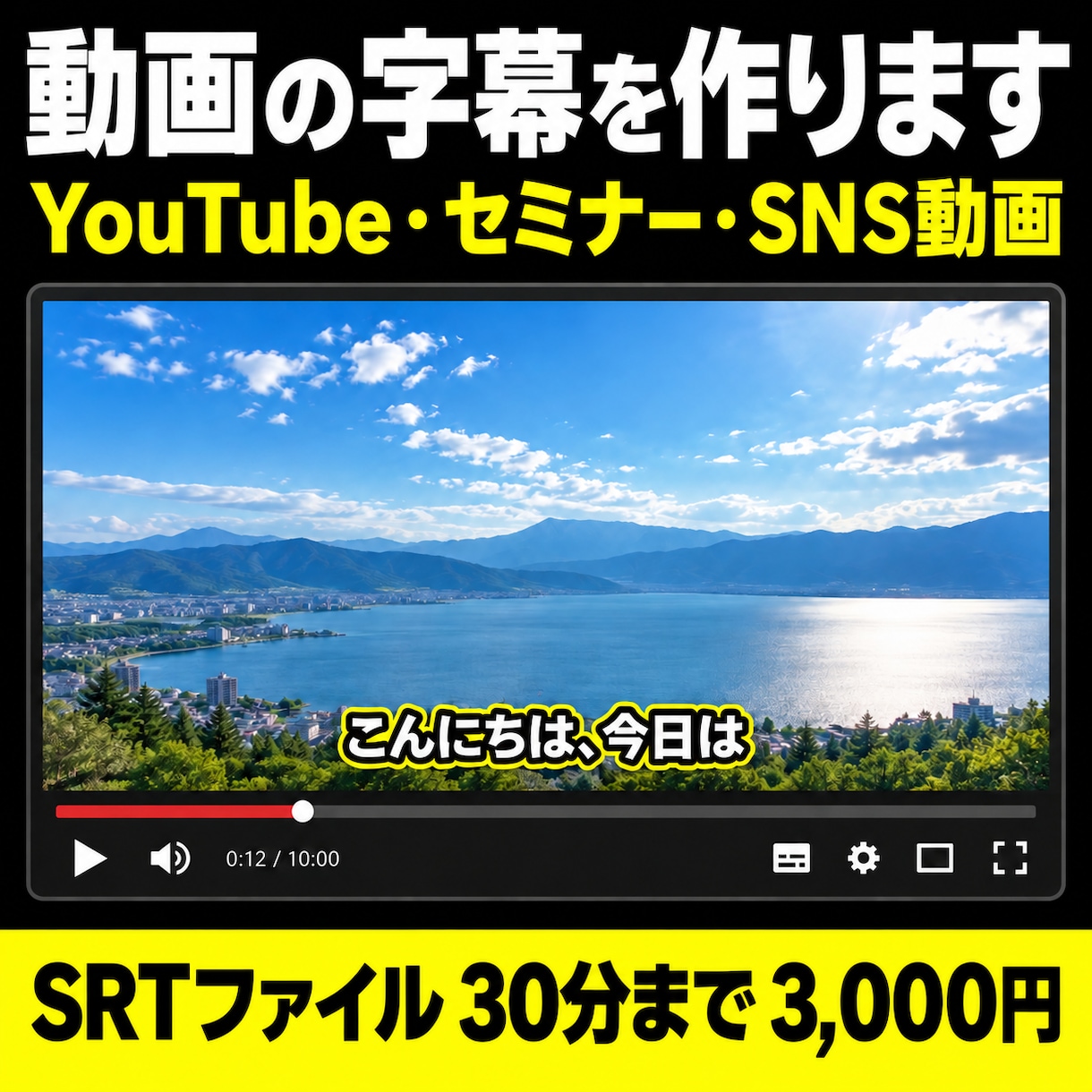 動画の字幕ファイル（SRT）を作成します YouTube・セミナー動画に。30分まで3,000円 イメージ1