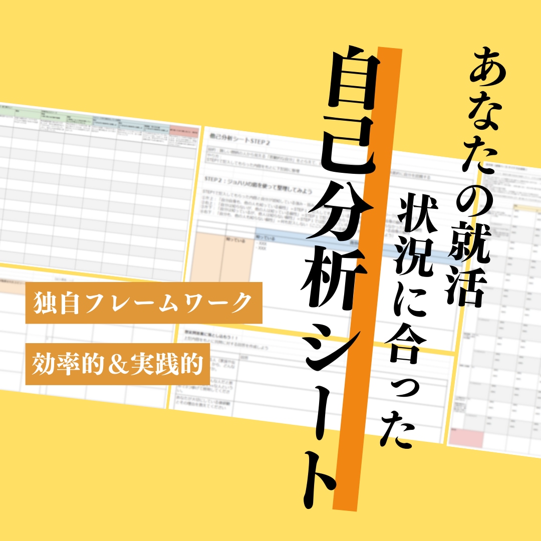 やりたいことがない就活生向け自己分析シート作ります 一人ひとりにカスタマイズした独自フレームワークで徹底分析！ イメージ1
