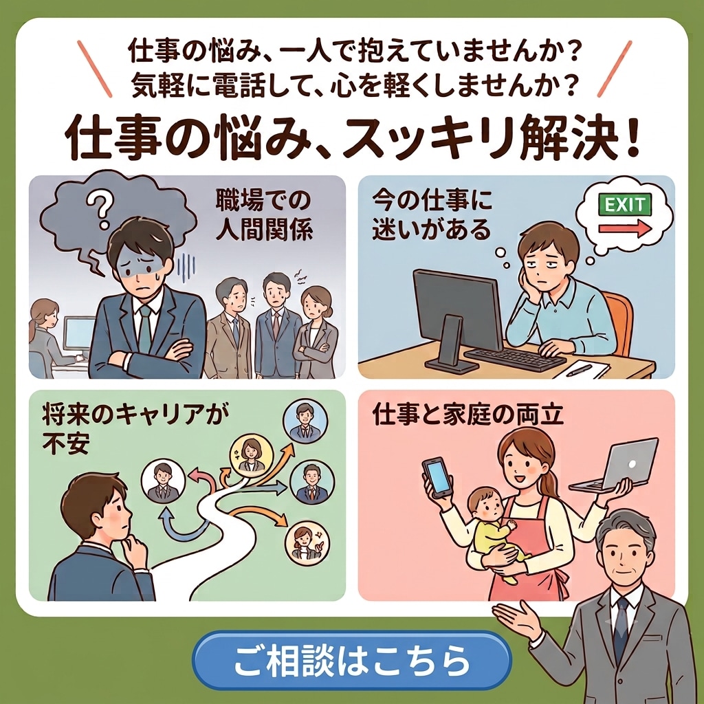 あなたの仕事のお悩み、お聴きします 〜　職場の人間関係から、今後のキャリアまで　〜 イメージ2