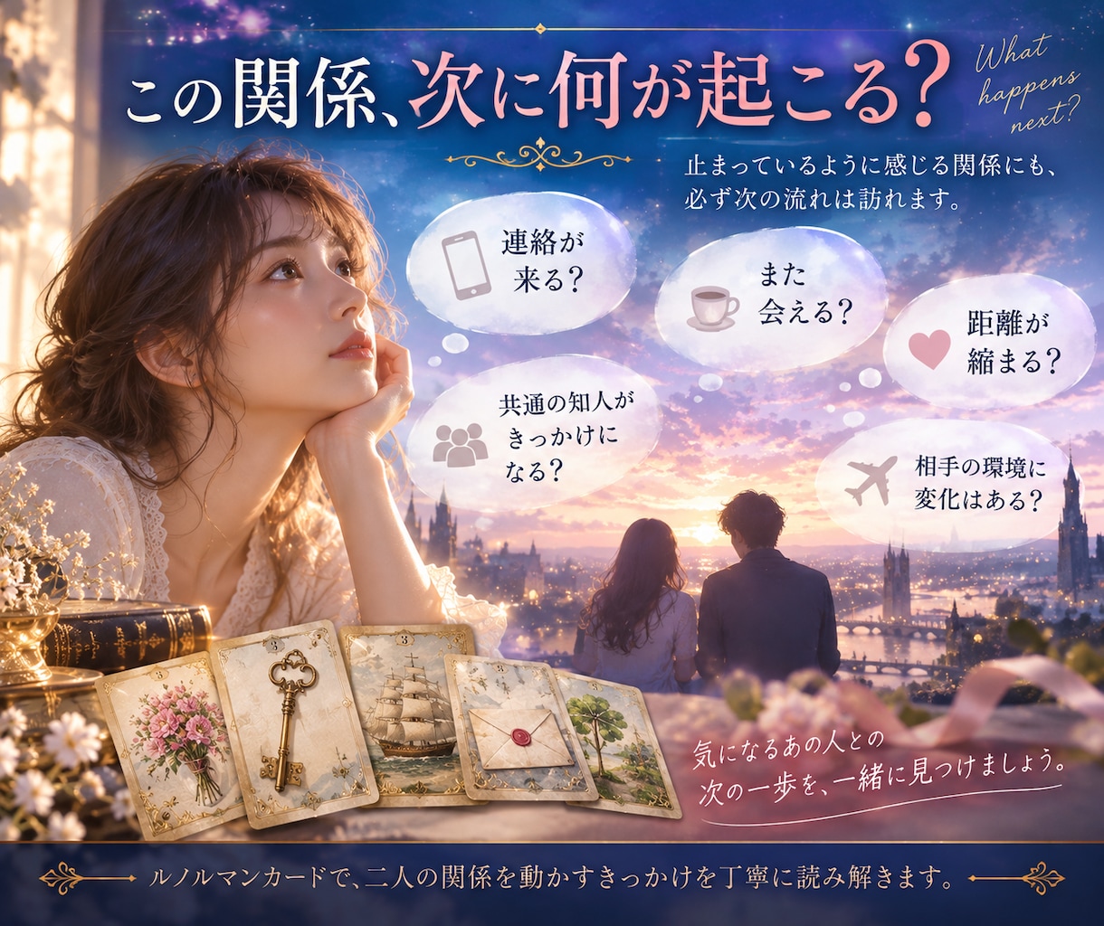 二人の関係を動かす「次のきっかけ」を視ます 連絡・再会・会話など、ご縁が動き出すきっかけを読み解きます イメージ2