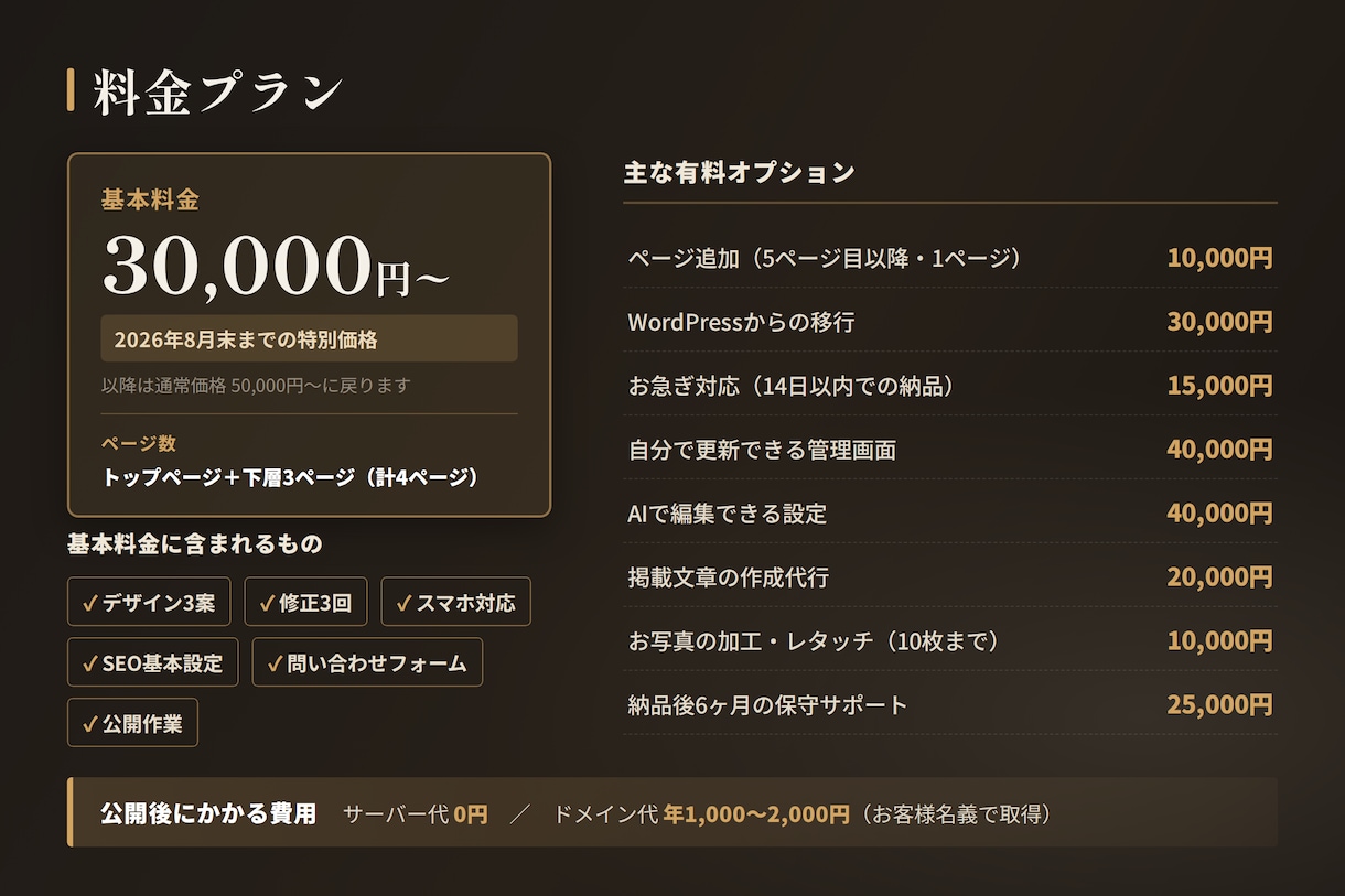 サーバー代0円｜高速なホームページを制作します 月々のサーバー代が不要。ドメイン代のみで運用できます イメージ2