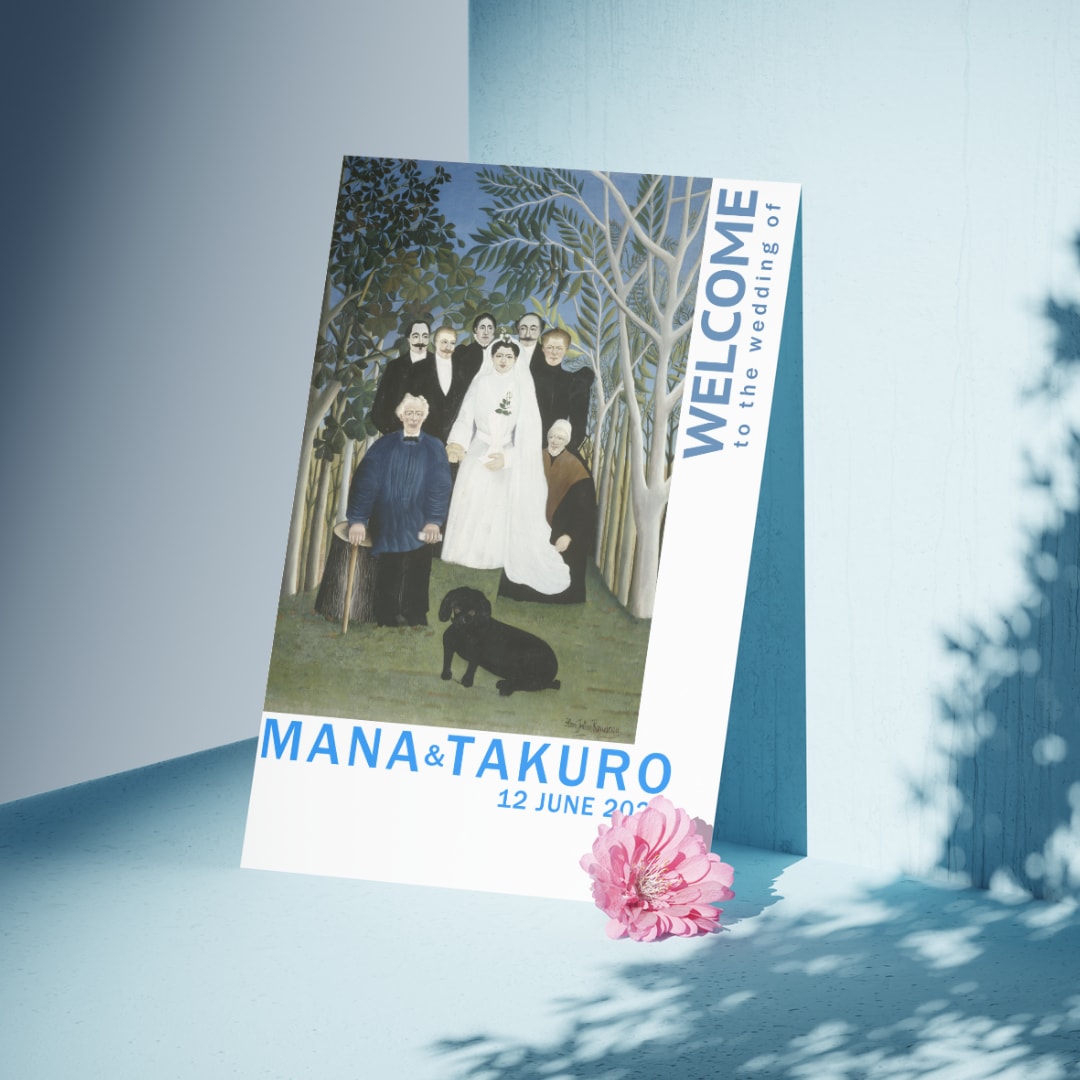 名画でお2人だけの結婚式ウェルカムボード作成します アート好きなお二人に◆名画を使用した美術館ポスターデザイン イメージ2