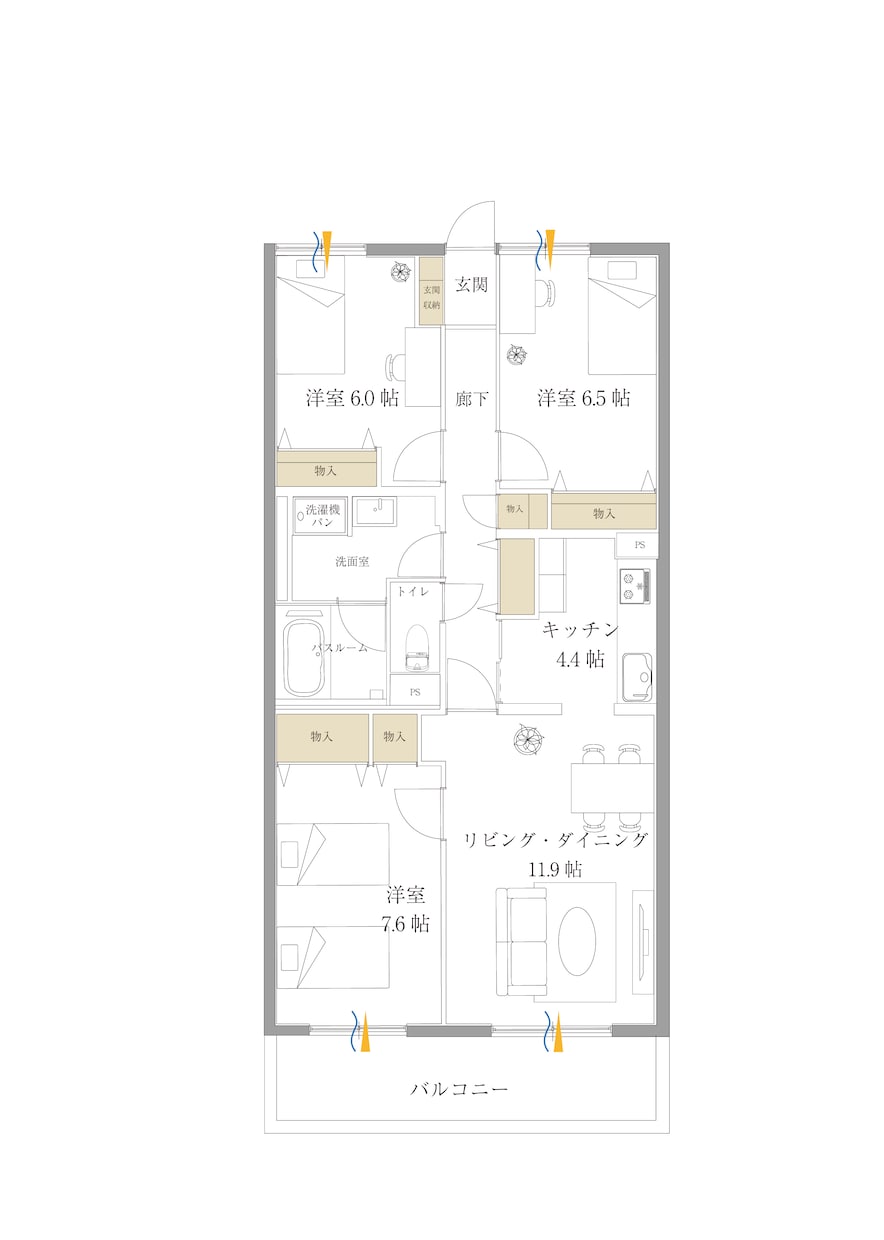 不動産広告用のマンション間取り図を作成します インテリアデザイナーが綺麗にトレースします イメージ6