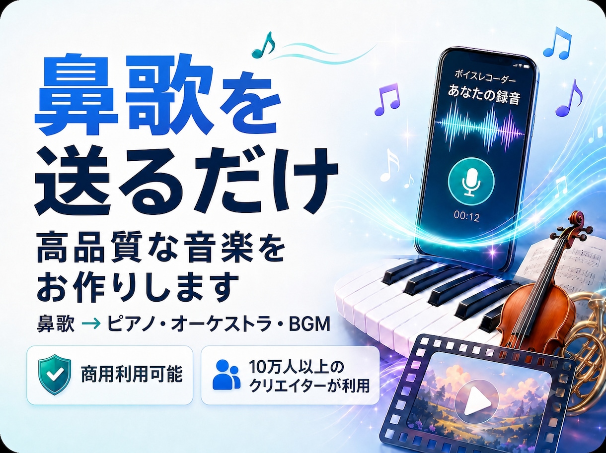 10万登録者のノウハウで商用BGMを作りますます 絶対音感×AI技術！動画やキッズソングまで高品質に制作 イメージ1