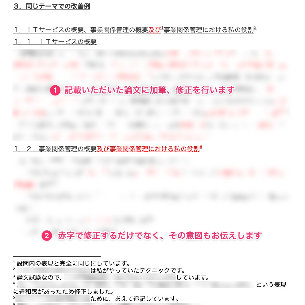 全区分OK情報処理技術者試験の論文を評価添削します 【高度試験全区分合格済】添削なので論文の改善後が見れます イメージ3