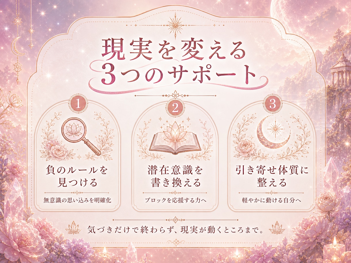 心のブレーキや思い込みを外し引き寄せ力を高めます 恋愛・お金・仕事・人間関係の悩みが解決し理想通りの未来へ!! イメージ5