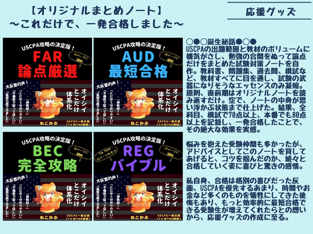 USCPA合格者がREG攻略ノートを販売します 7ヶ月でUSCPA全科目合格のノウハウを凝縮した完全攻略本 イメージ10