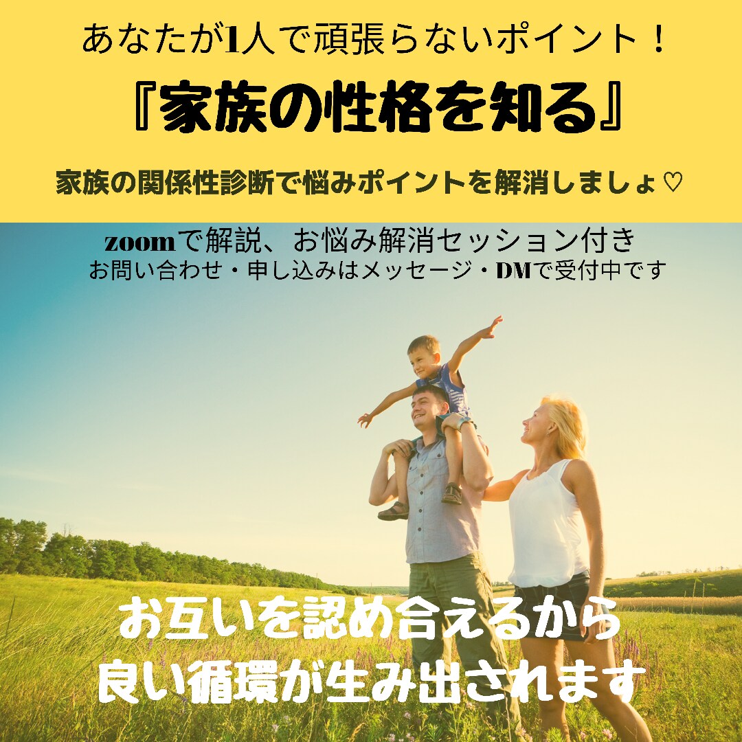 あなたと家族の取り扱い説明書を作成します あなたが1人で頑張らないコツ！『家族の性格を知ること』 イメージ1
