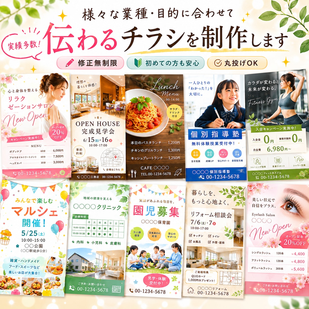 引き寄せ効果のある輝く⭐︎可愛いチラシ制作します 集客でおしゃれなプロのデザインで魅了を引き出す効果的！ イメージ4