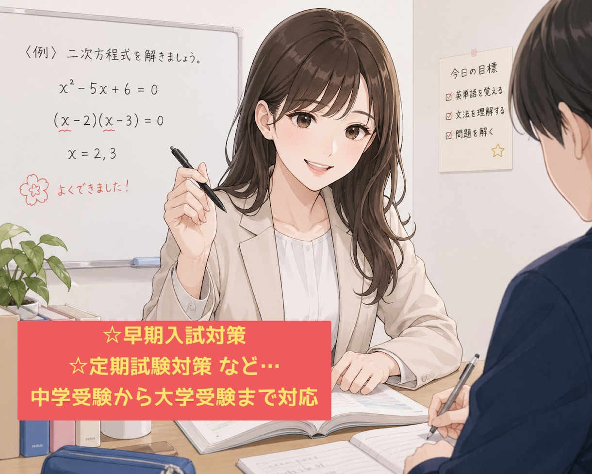 現役大学生があなたの学習をサポートします 塾講師の経験から一人一人にあった学習方法を一緒に考えます イメージ1