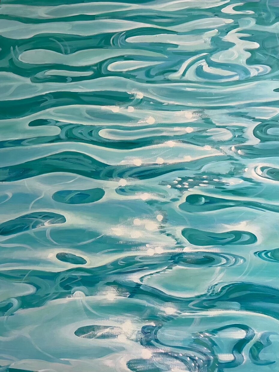 静かな海を描く油絵　一点ものになります 穏やかな海の色が心を静かに包みます イメージ2