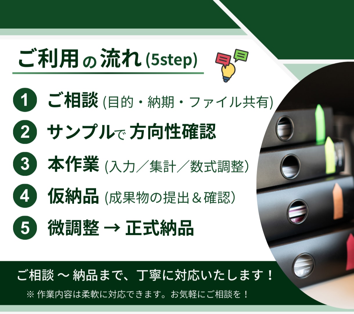 Excel作業代行｜集計・関数修正・資料作成します 本業で培った正確さで、すぐ使えるExcelに整えます イメージ3