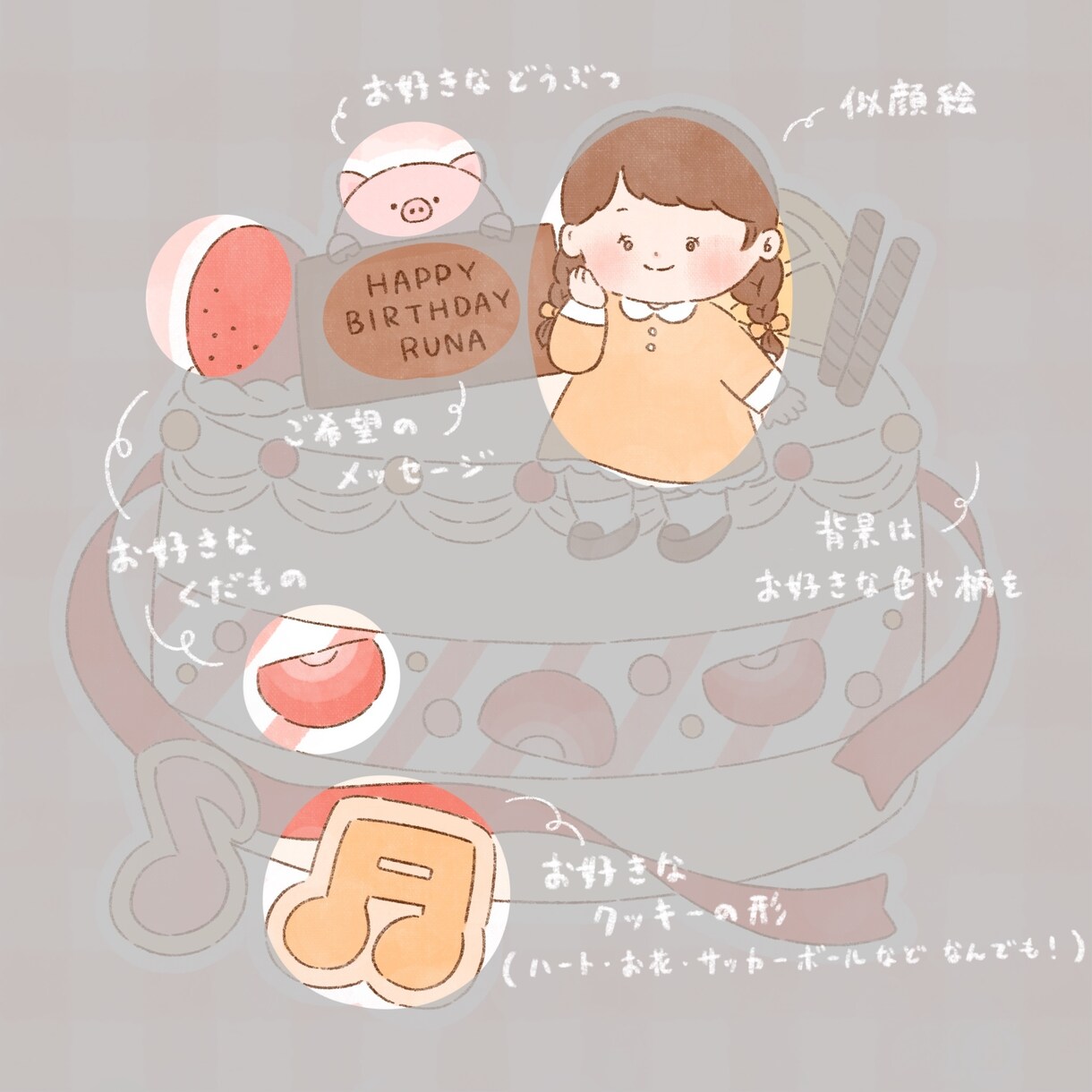 絵本のような優しくて温かい似顔絵をお描きします お誕生日や記念日などのイベント用！ イメージ4