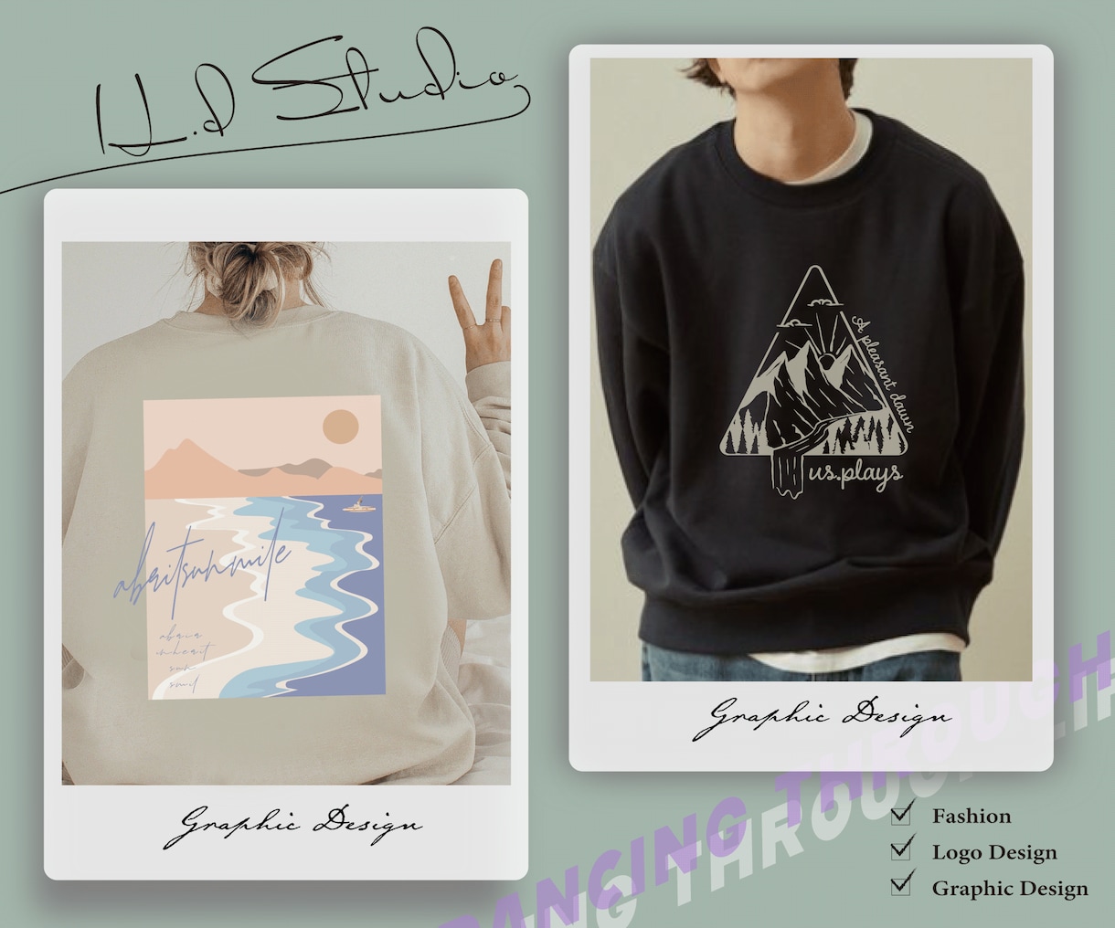 雰囲気のあるおしゃれなTシャツ・ロゴを作成します プロのアパレルデザイナーが際限なくオシャレにデザインします。 イメージ1