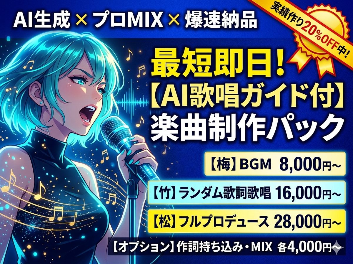 最短即日！作曲からMIX・動画まで一括で対応します AI×DAWのハイブリッド制作！歌ってみた、BGMも対応 イメージ1