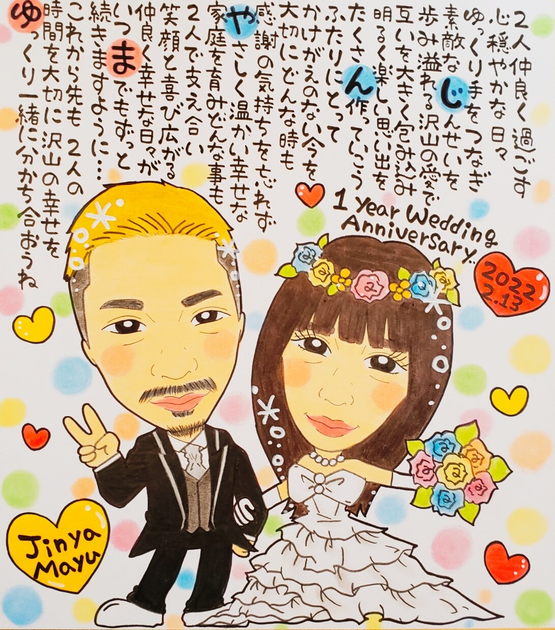 世界でひとつの似顔絵お名前詩を作成致します 各種プレゼントやご自宅用に…♡沢山の方に喜ばれております♪ イメージ5