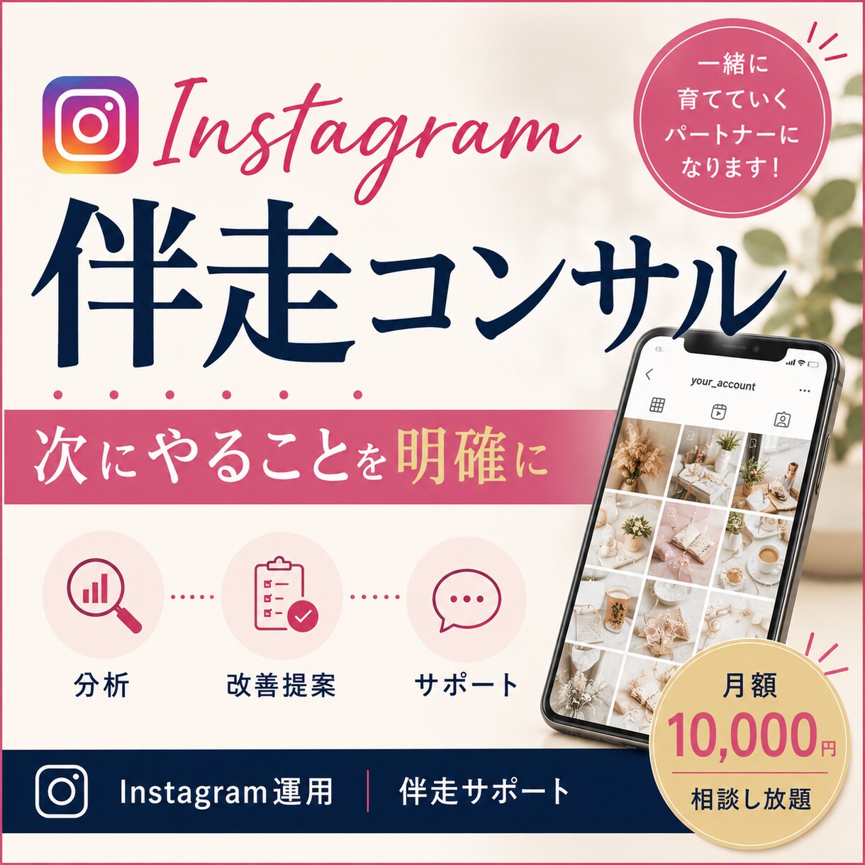 Instagram運用を伴走型でコンサルします プロフィール・投稿内容・導線を整理して改善策をご提案 イメージ1