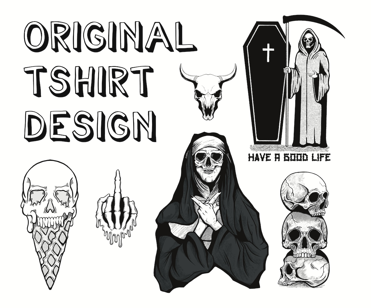 オリジナルTシャツやグッズ等デザインします インクの手描き感のあるイラストで表現します イメージ1
