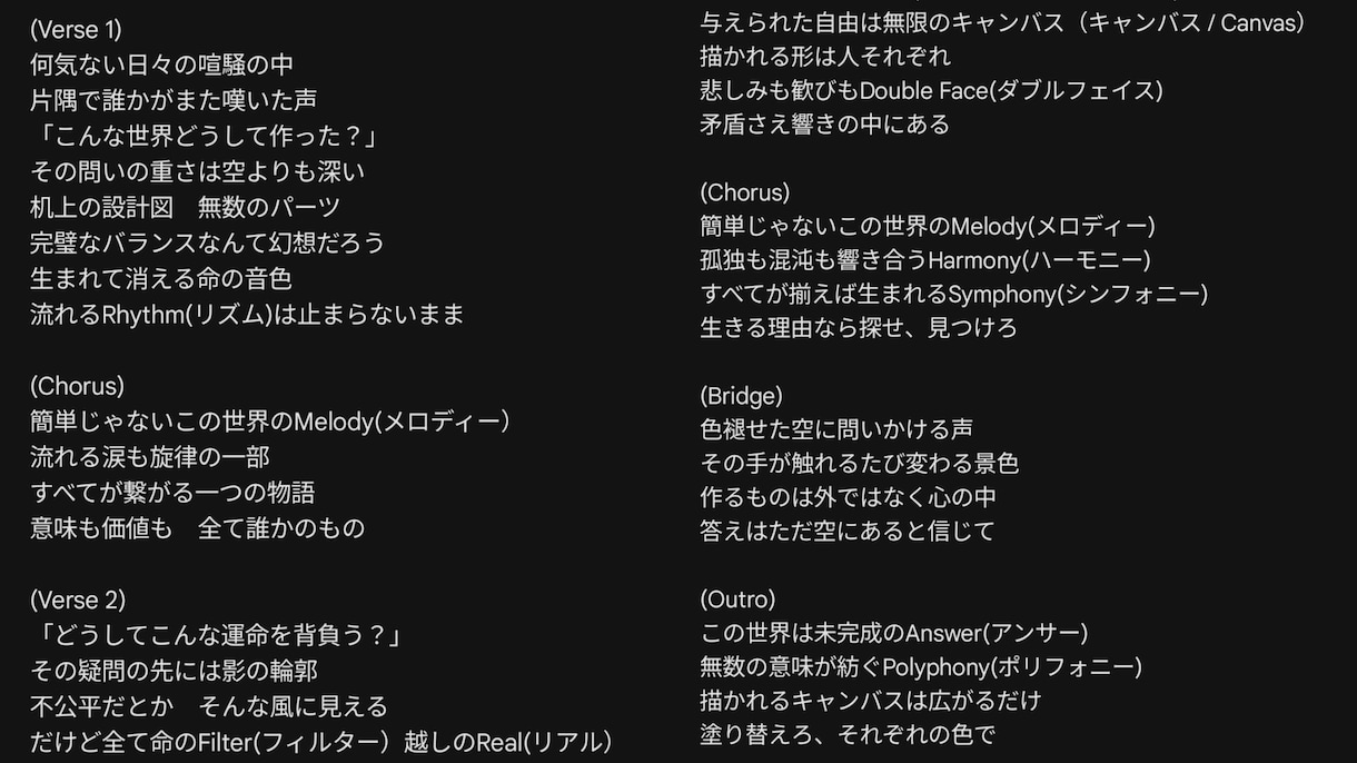 作詞(少しなら作曲)など制作させていただきます あなたの考えるたくさんのこだわりや想いを歌詞に詰め込みます イメージ3