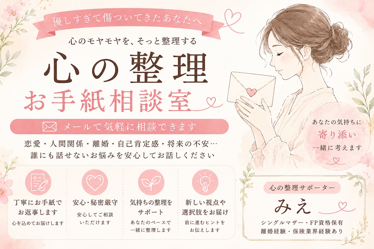 一緒に気持ちや状況を整理するお手伝いをします 自分を大切にしながら安心して生きるために イメージ1