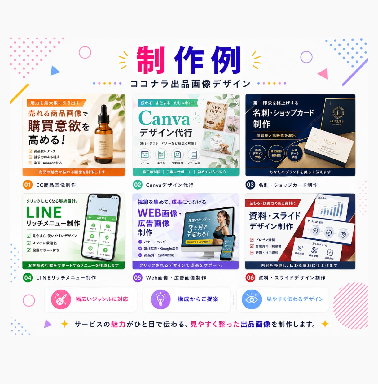 伝わる・選ばれるココナラ出品画像制作します 目に留まり、ポチっとクリックされる画像を制作します。 イメージ8