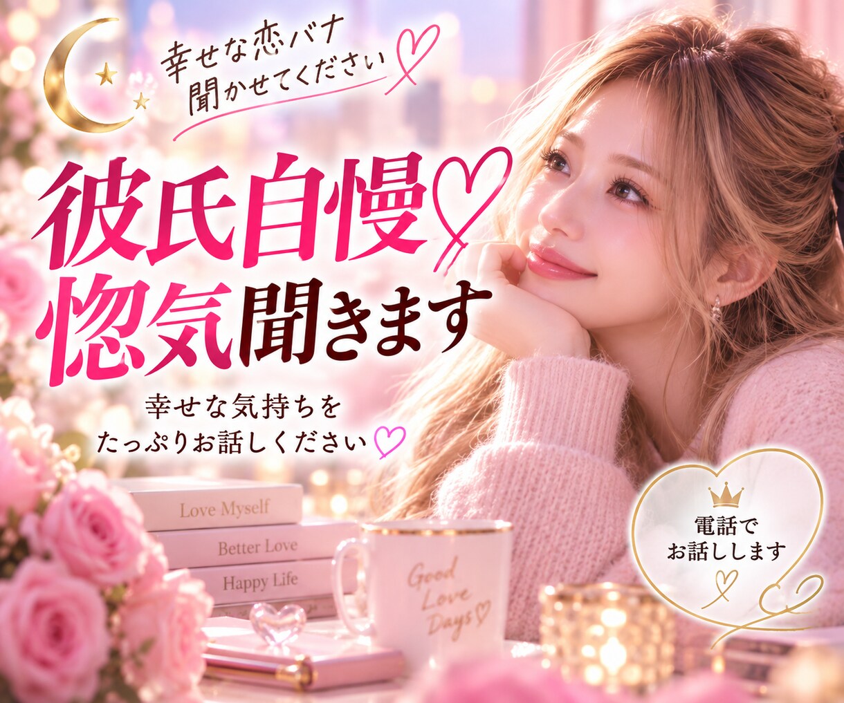 彼氏自慢・惚気♡幸せな恋バナをたっぷり聞きます 友達には言いにくい惚気も、ここなら遠慮なし♡ イメージ1