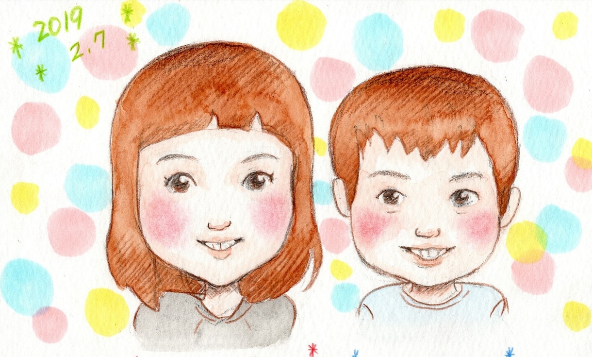 似顔絵を透明水彩でふんわり優しくお描きします プチギフトをお探しの方にオススメ♪ イメージ4