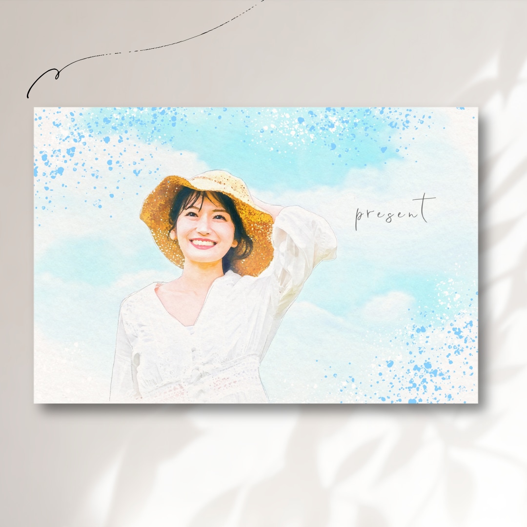ふんわりとした水彩画風のリアル似顔絵を作成します 誕生日、ご結婚などお祝いやプレゼントに！キャンバスプリントも イメージ2