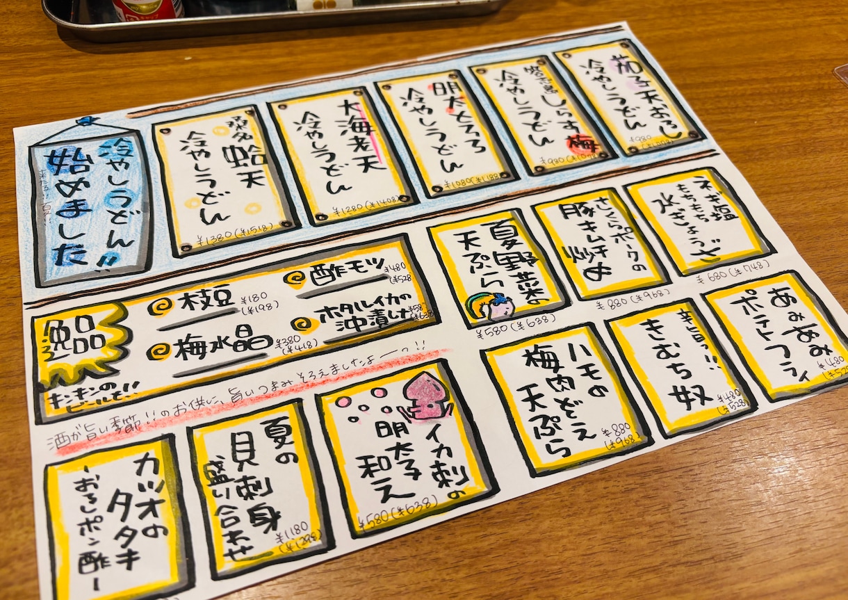 個人飲食店様必見！手書きメニュー作成代行します 筆ペンとクーピーを使用して目を引くメニュー表作成が得意です！ イメージ1