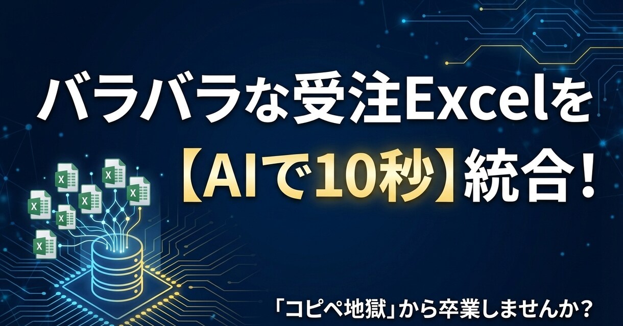 バラバラな注文ExcelをAIで即座に統合します コピペ地獄をAIで解消。製造業の事務を劇的に効率化します イメージ1
