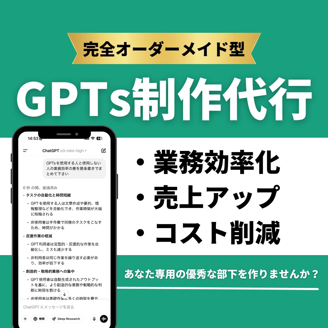 完全オーダーメイド方AIを開発します ChatGPTをあなたの最高の部下にしませんか？ イメージ1