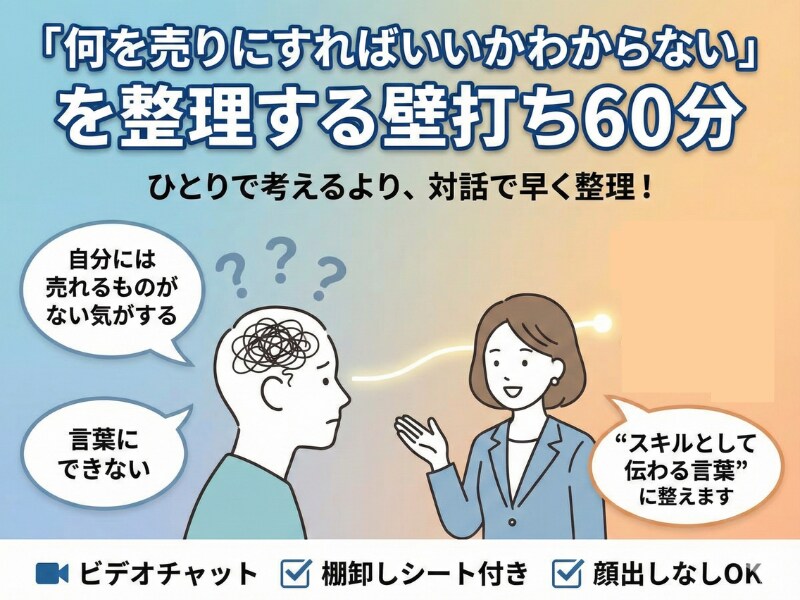 何を売りにするかの整理の60分壁打ち相手になります あなたの当たり前をスキルとして売るための棚卸し壁打ち イメージ1