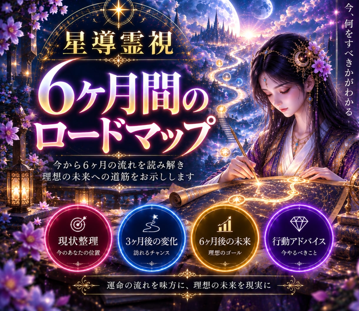 これから6ヶ月の流れを霊視で読み解きます 半年後の自分を思い描く、6ヶ月の道しるべ イメージ1