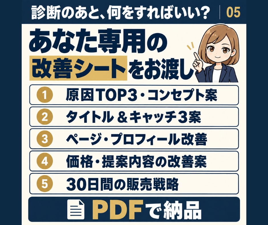 ココナラで売れない原因を3つ特定し改善案を出します 出品したのに売れない方へ。改善案＋30日販売戦略まで提案 イメージ5