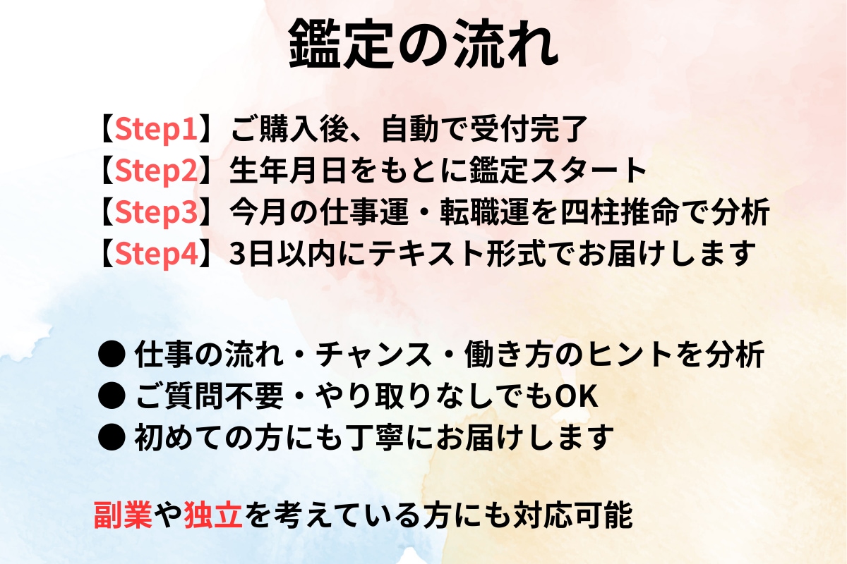 四柱推命で4月の仕事運を占います 今月の仕事運がひと目でわかる！ イメージ2