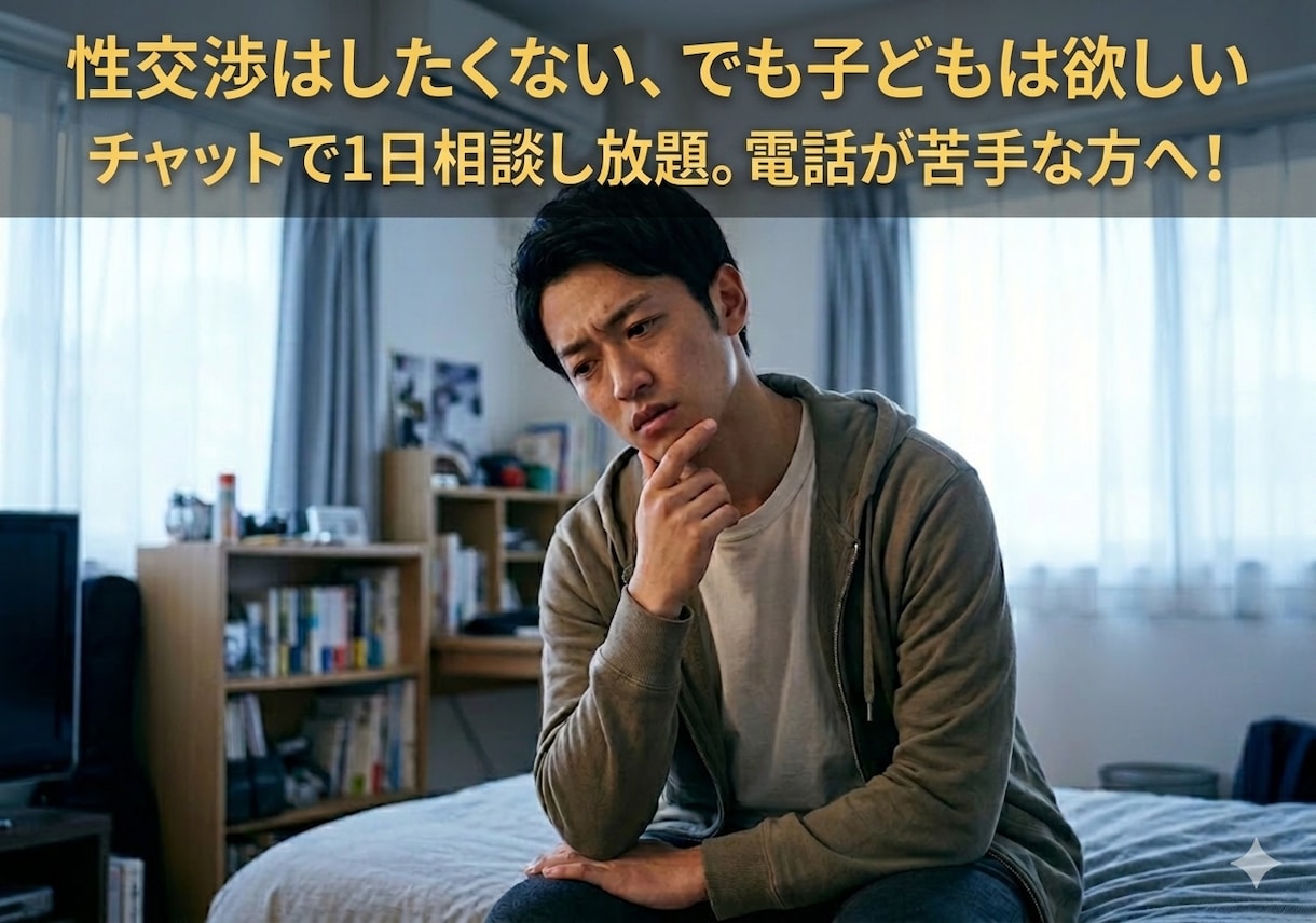 子供は欲しいが異性との恋愛が苦手な方の相談承ります チャットで1日相談し放題/電話相談苦手な方へ/割引で延長も可 イメージ1