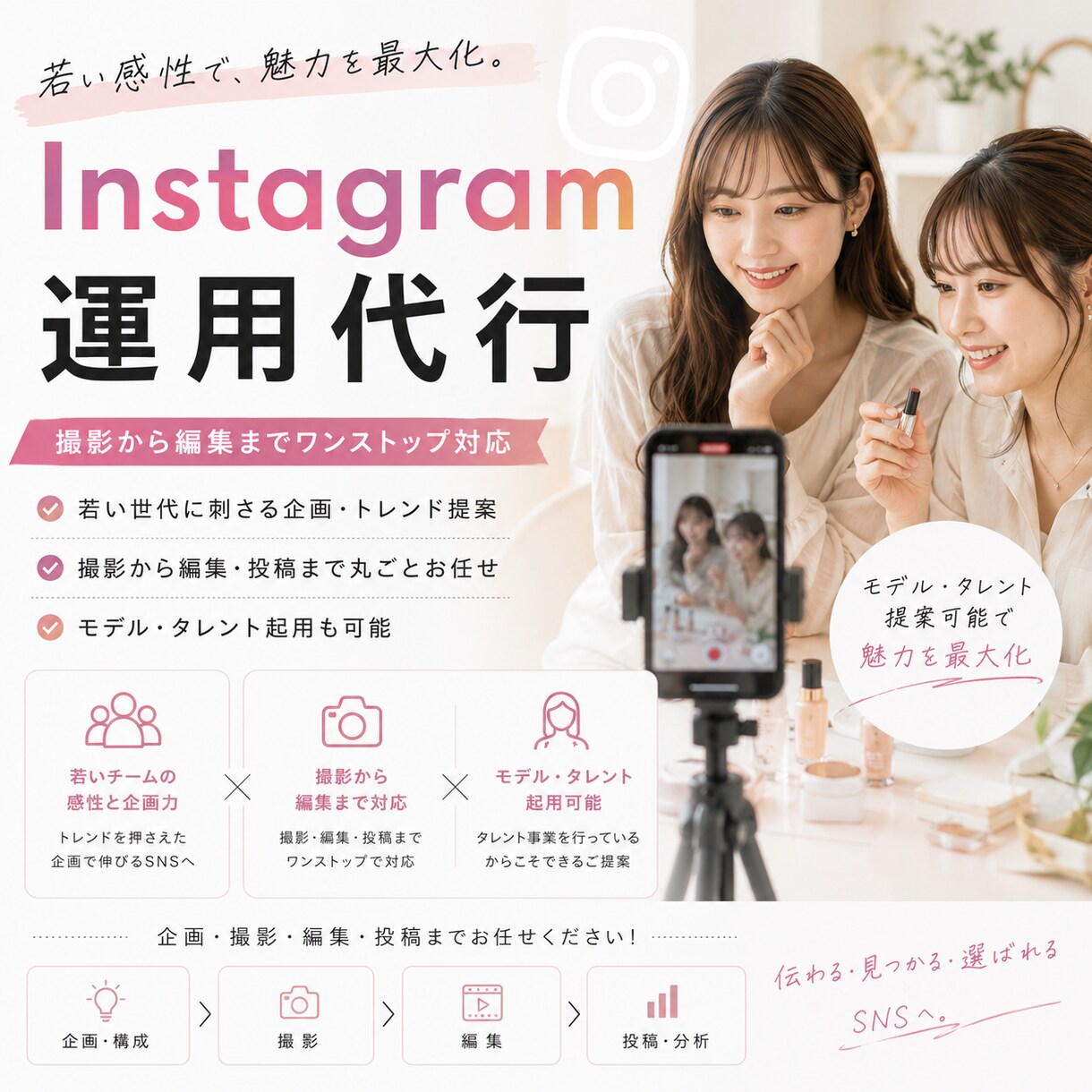 若さを活かしたInstagram運用代行します トレンド感のある発信で、撮影から編集まで幅広く対応可能！ イメージ1