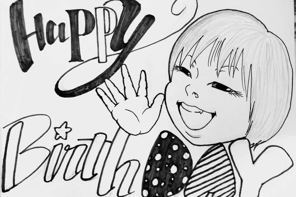 似顔絵、文字、ゼンタングル、手描きします 写真にイラストを載せてモザイクボードも作れます。 イメージ2
