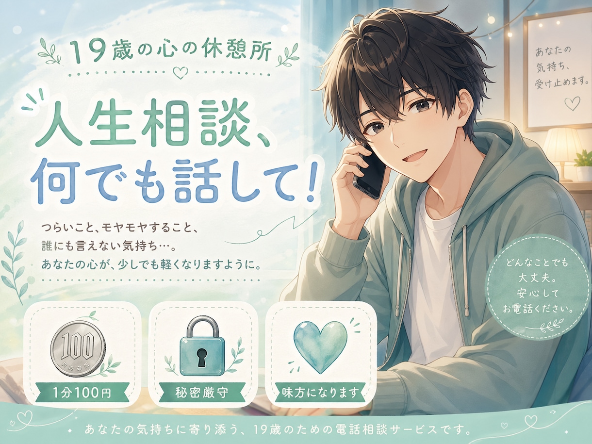 いじめを経験した19歳が、人生のモヤモヤ聴きます 人生の悩み、今すぐ声に出してスッキリしませんか？ イメージ1