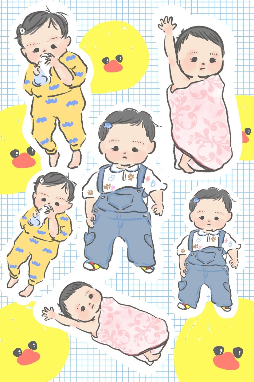 お子さまの今の姿をイラストで残します お気に入り３カットをシールのように並べたイラスト！ イメージ2