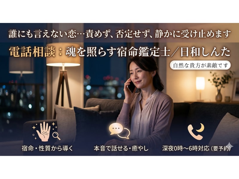 誰にも言えない恋…そんな悩みを相談・未来鑑定します 責めません。否定しません。本音を話せる鑑定です。 イメージ1