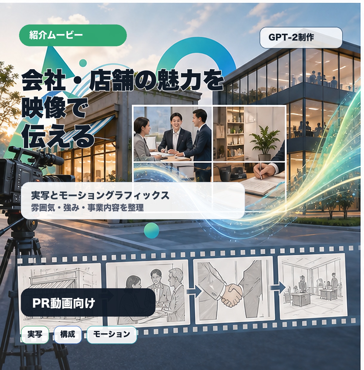 会社・店舗紹介ムービーを制作します 実写とモーショングラフィックスで会社の魅力を伝えます イメージ1