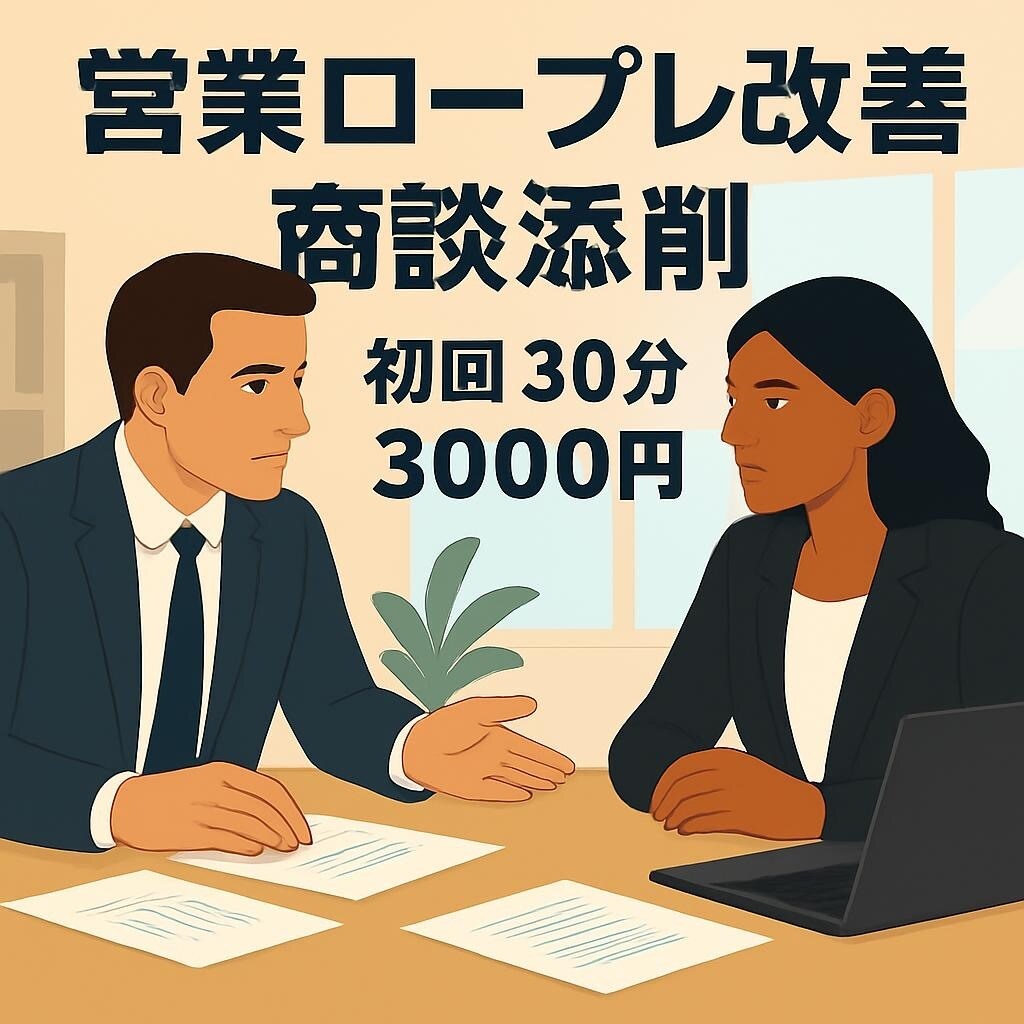 ロープレ添削／商談改善ポイントをお伝えします 現役大手人材会社トップ営業が分かりやすい商談の工夫点を伝授 イメージ1