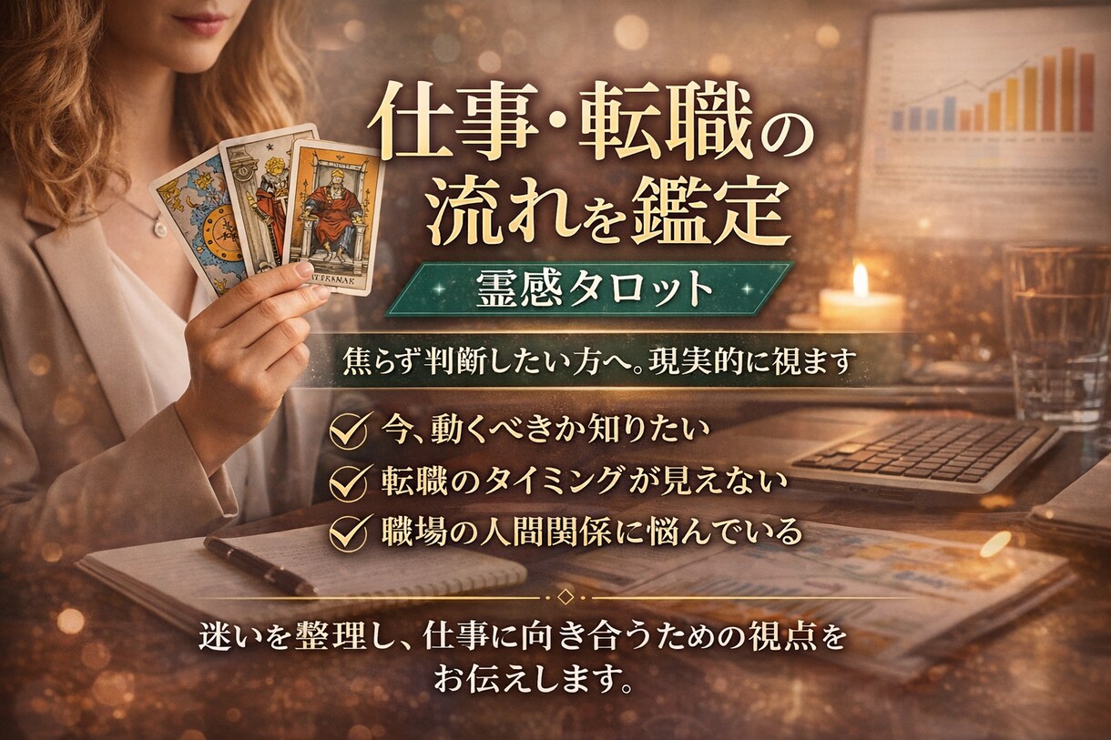 仕事・転職の流れを鑑定｜霊感タロットます 焦らず判断したい方へ。現実的に視ます イメージ1