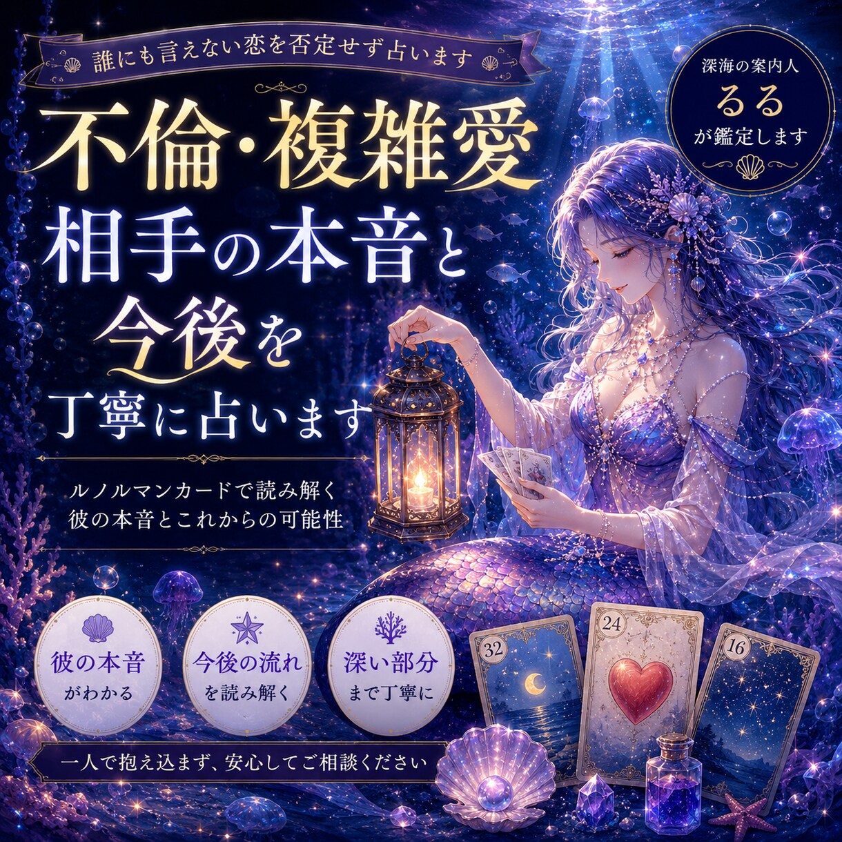 不倫・複雑愛｜相手の本音と今後を丁寧に占いますます 誰にも言えない恋を否定せず占います イメージ1