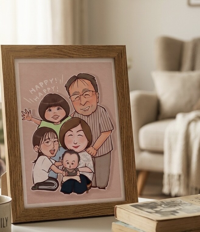 ２名様〜亡くなった方との「今」を似顔絵でお描きます 大切な方に「おかえり」と明るく声をかけられる心温まる似顔絵 イメージ1
