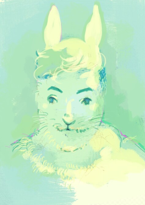 人間✖️うさぎのかけあわせ似顔絵描きます うさぎ人間！ちょっとシュールな似顔絵はいかがでしょうか。 イメージ1