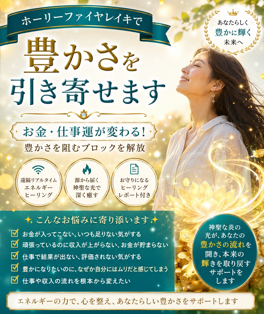 ホーリーファイヤレイキで豊かさを引き寄せます お金・仕事運が変わる！豊かさを阻むブロックを解放 イメージ1